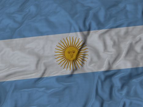 Ruffled Flag of Argentina Blowing in Wind