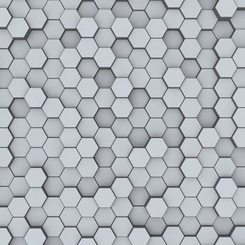 Abstract minimalistic modern technological background with gray hexagon cells of honeycombs.