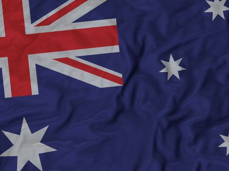 Ruffled Flag of Australia Blowing in Wind