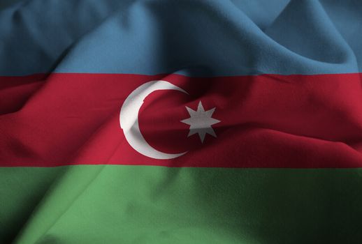 Ruffled Flag of Azerbaijan Blowing in Wind