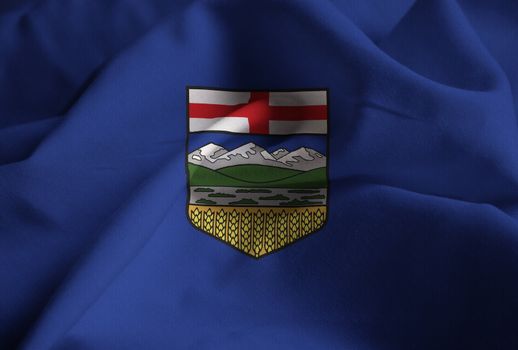 Ruffled Flag of Alberta Blowing in Wind