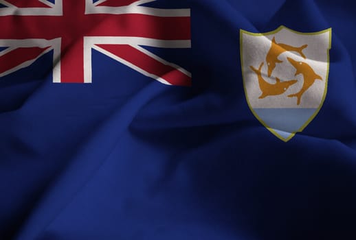 Ruffled Flag of Anguilla Blowing in Wind