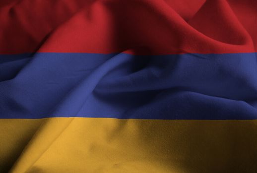 Ruffled Flag of Armenia Blowing in Wind