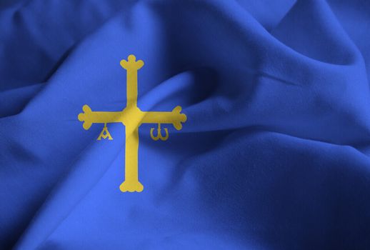 Ruffled Flag of Asturias Blowing in Wind