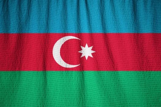 Ruffled Flag of Azerbaijan Blowing in Wind