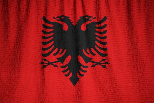 Ruffled Flag of Albania Blowing in Wind