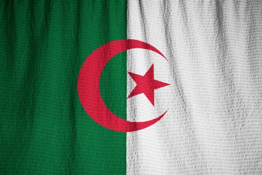 Ruffled Flag of Algeria Blowing in Wind