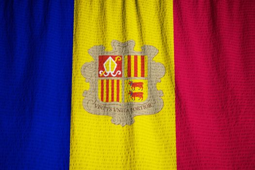 Ruffled Flag of Andorra Blowing in Wind