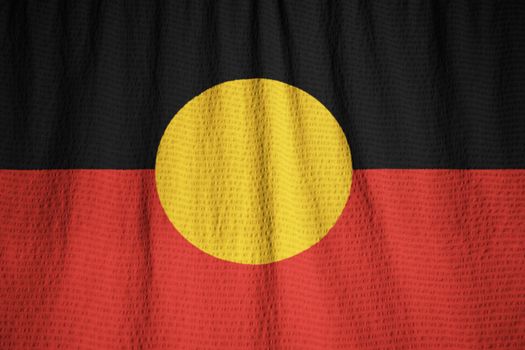 Ruffled Flag of Australian Aboriginal Blowing in Wind