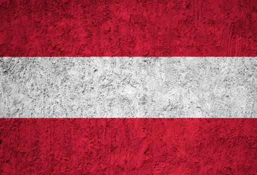Austria flag painted on the cracked grunge concrete wall