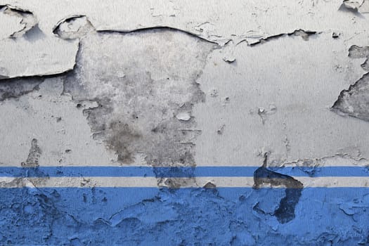 Altai Republic flag painted on the cracked grunge concrete wall