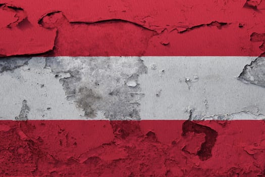 Austria flag painted on the cracked grunge concrete wall