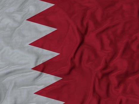 Ruffled Flag of Bahrain Blowing in Wind