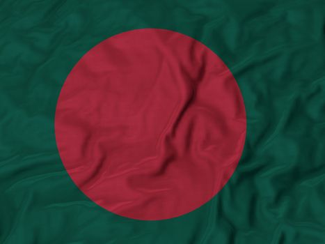 Ruffled Flag of Bangladesh Blowing in Wind