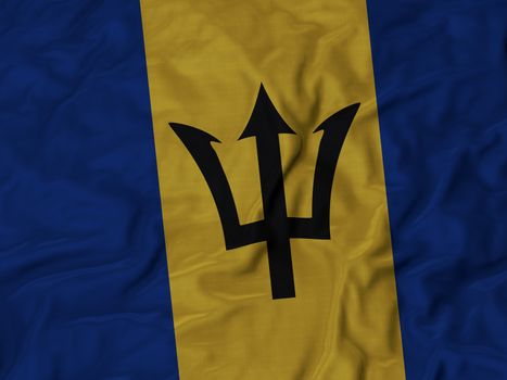 Ruffled Flag of Barbados Blowing in Wind