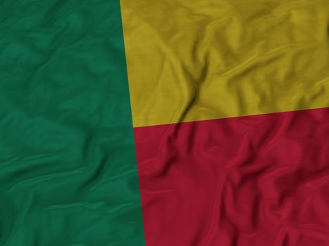 Ruffled Flag of Benin Blowing in Wind