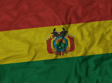 Ruffled Flag of Bolivia Blowing in Wind