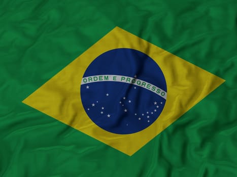 Ruffled Flag of Brazil Blowing in Wind