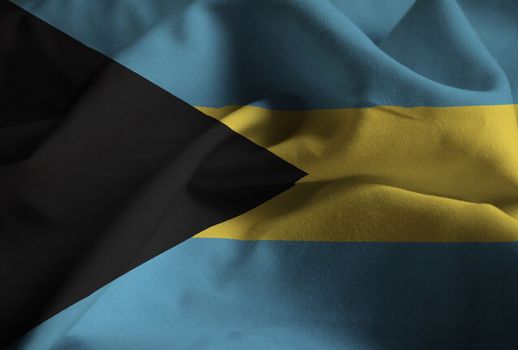 Ruffled Flag of Bahamas Blowing in Wind