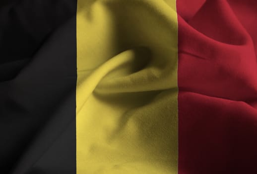 Ruffled Flag of Belgium Blowing in Wind