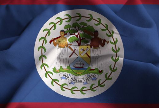 Ruffled Flag of Belize Blowing in Wind