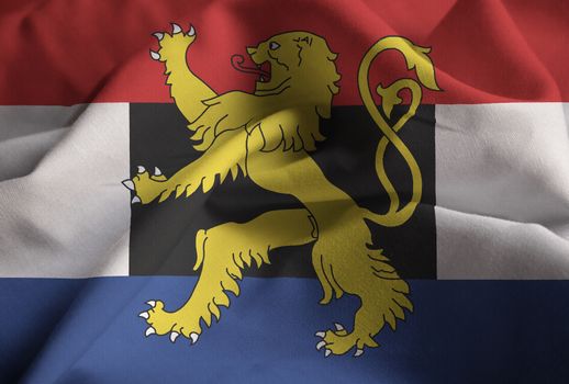 Ruffled Flag of Benelux Blowing in Wind