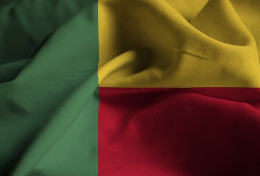 Ruffled Flag of Benin Blowing in Wind