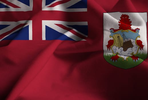 Ruffled Flag of Bermuda Blowing in Wind