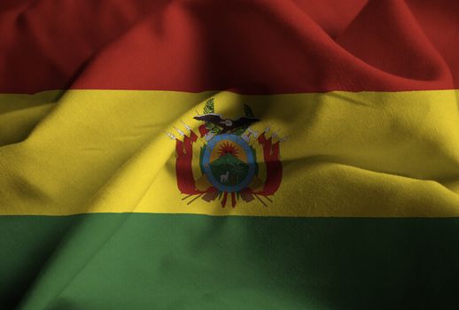 Ruffled Flag of Bolivia Blowing in Wind