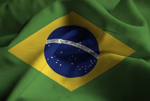 Ruffled Flag of Brazil Blowing in Wind