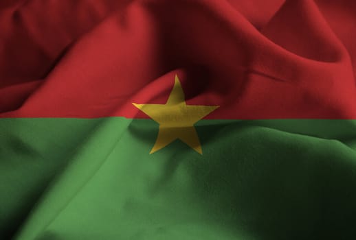 Ruffled Flag of Burkina Faso Blowing in Wind