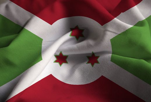 Ruffled Flag of Burundi Blowing in Wind