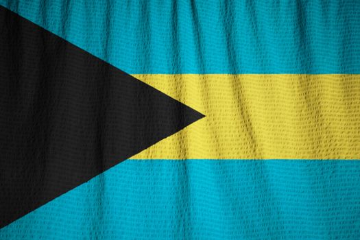 Ruffled Flag of Bahamas Blowing in Wind