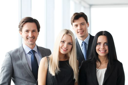 Portrait of happy business team , coworkers in office