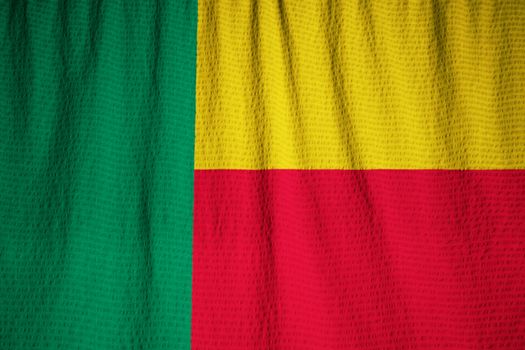 Ruffled Flag of Benin Blowing in Wind