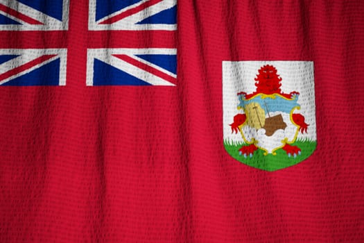 Ruffled Flag of Bermuda Blowing in Wind