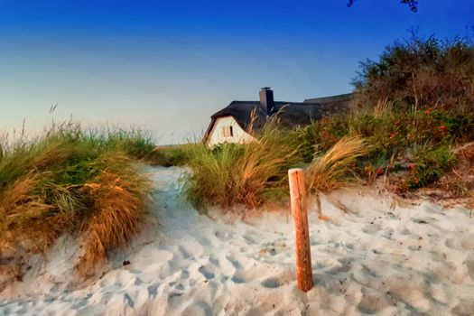 Thatched houses in Zingst at the Baltic Sea, Mecklenburg-Vorpommern, Germany