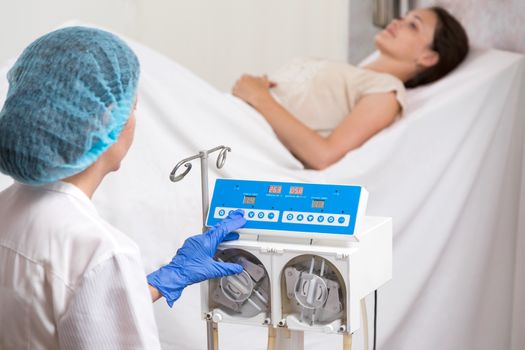 hardware cleaning of intestines to the young woman