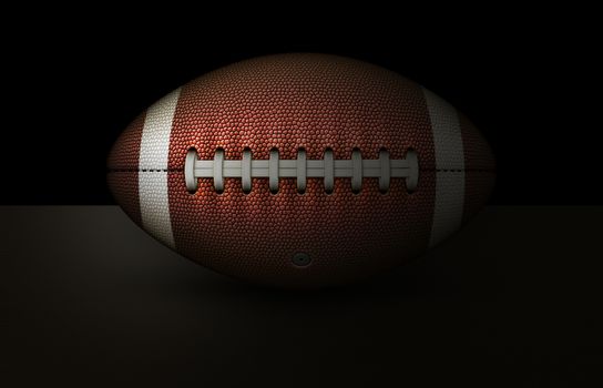 Digital illustration of an american football in deep dark shadows.