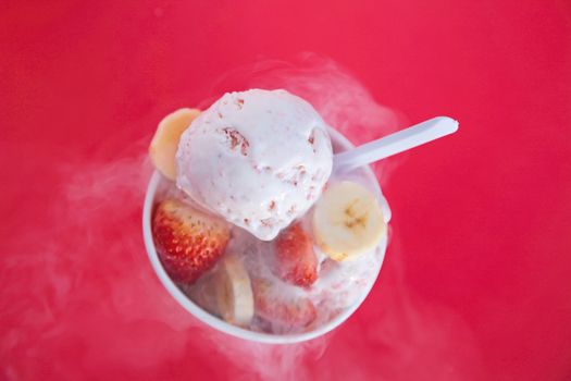 Strawberry and Banana Ice Cream with real fruits