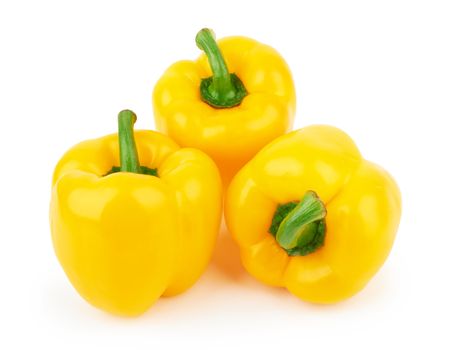 three sweet peppers isolated on white background