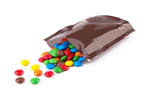 colorful chocolate buttons on a white background