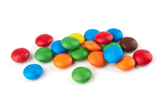 colorful chocolate buttons isolated on a white background