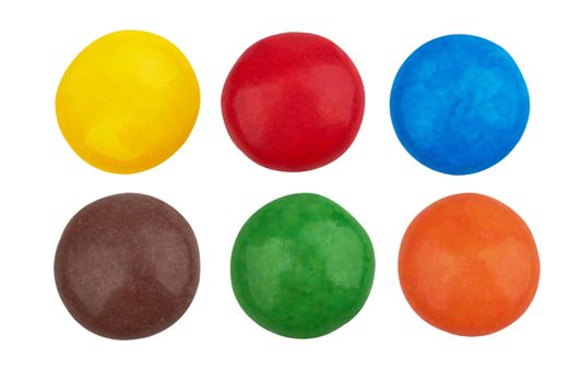 colorful chocolate buttons isolated on a white background