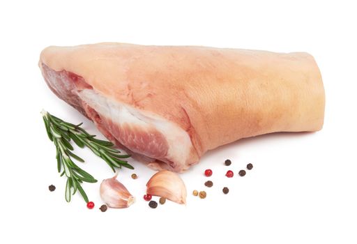 Fresh pork knuckle on a white background