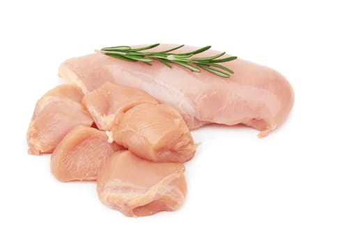 Raw chicken fillets isolated on white background