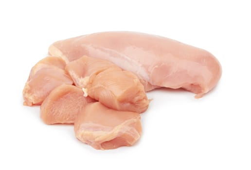 Raw chicken fillet isolated on white background