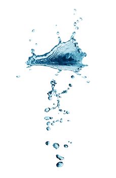 Nice abstract blue water splash on white background