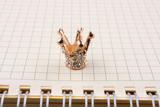 Crown with a notebook on a white background