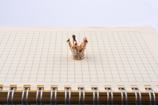 Crown with a notebook on a white background